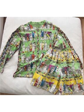 Versace Jeans Collection Lime Green Printed Short Sleeve Top